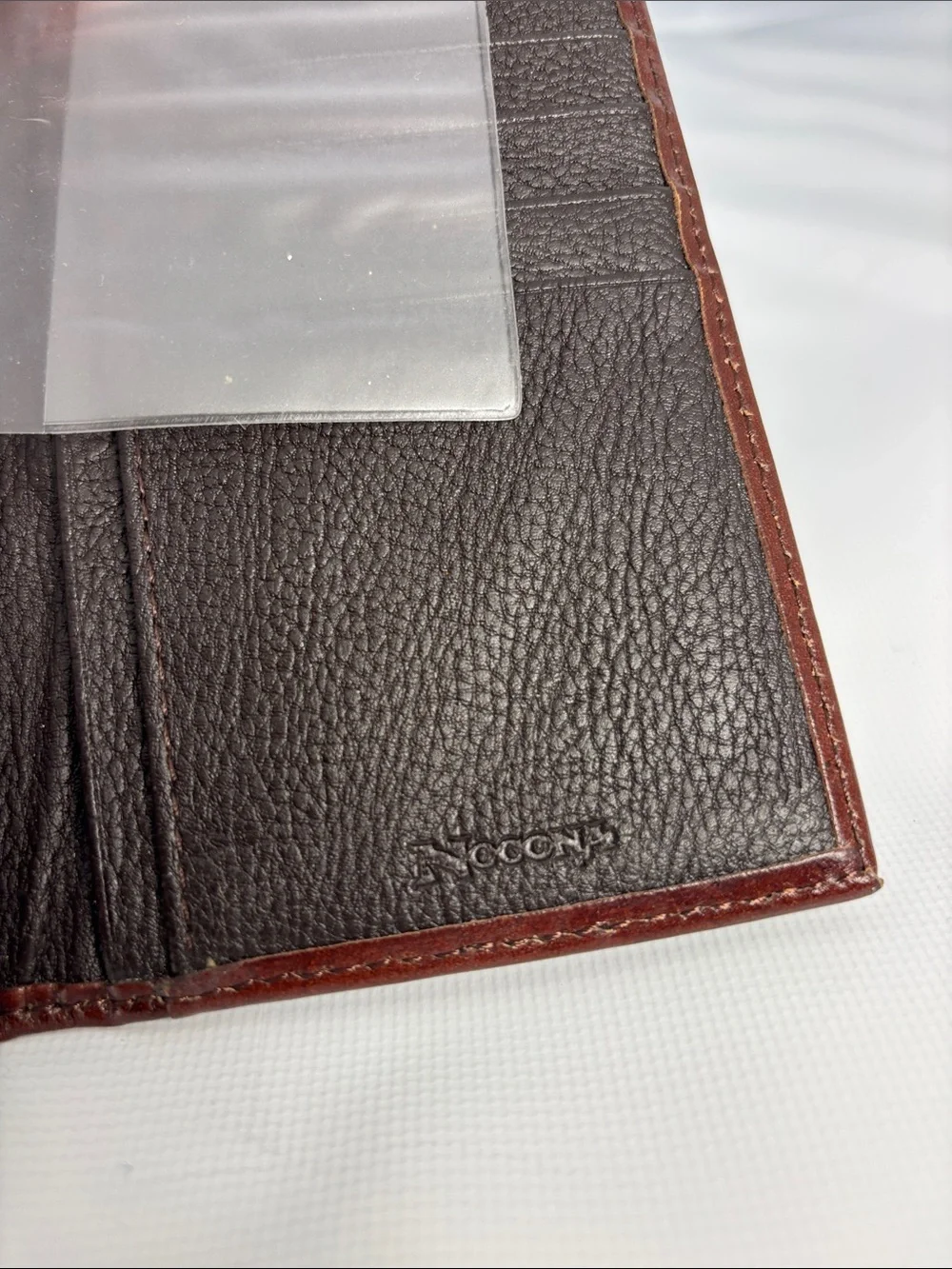 Nocona Brown Tooled Leather Wallet with Cream Inlay